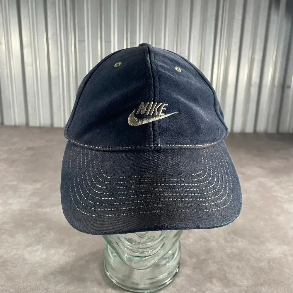 Vintage Nike Embroidered Hat Y2K 00’s Blue Majorly Faded Hat Athletic ERD Fade